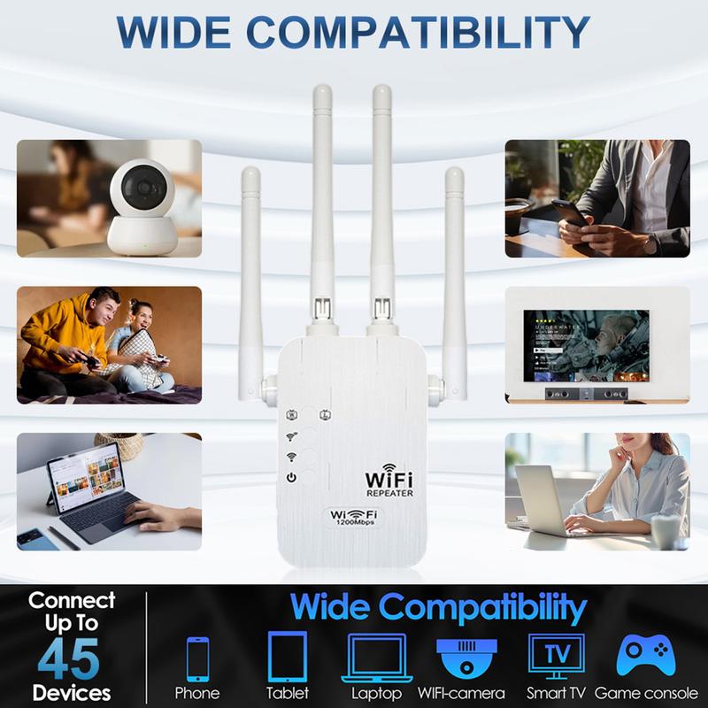 2026 WiFi amplifier – 1200 Mbit/s, dual band (5 GHz / 2.4 GHz) 📶 Maximum signal amplification – stable connection throughout your home!