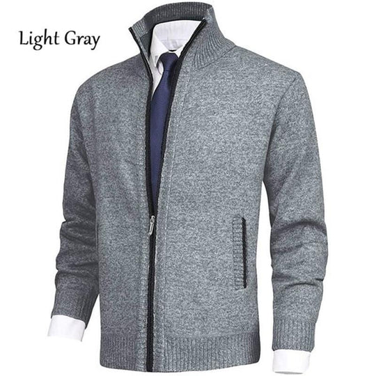 🔥50% off, while stocks last! 🎉 Men's Solid Color Stand Collar Fashion Cardigan Sweater Knit Jacket
