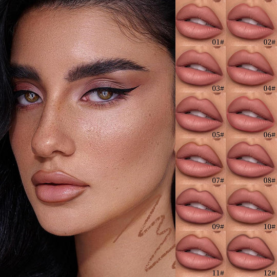 Hot Sale Deals- 12-Color Matte Lipstick & Lip Liner Set (Wood-Cased)