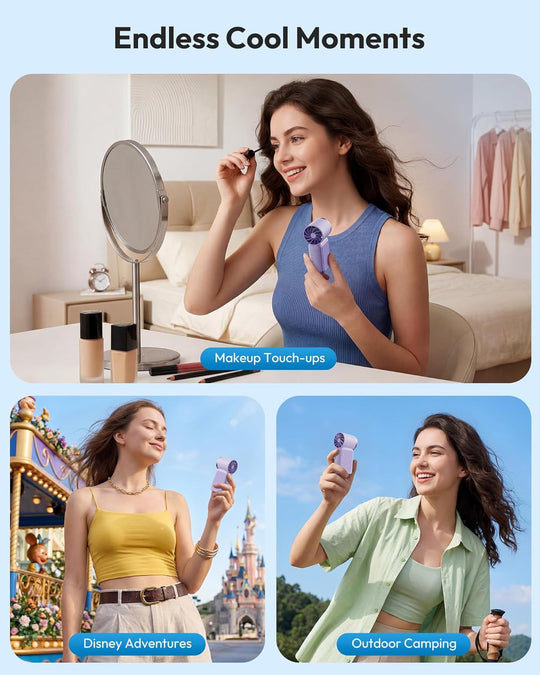 Mini Handheld Fan with LED Display|  6 speeds, 10.7 hours of cool| Weighs nothing – goes anywhere