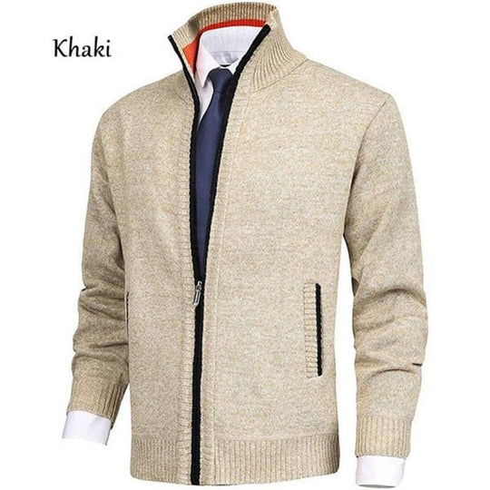 🔥50% off, while stocks last! 🎉 Men's Solid Color Stand Collar Fashion Cardigan Sweater Knit Jacket