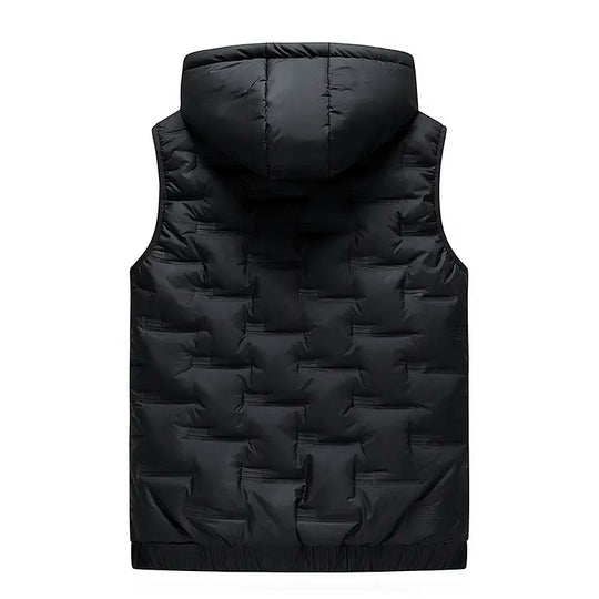 🧥 Men’s Slim-Fit Hooded Waistcoat - Sleeveless Front-Zip Gilet, Cozy