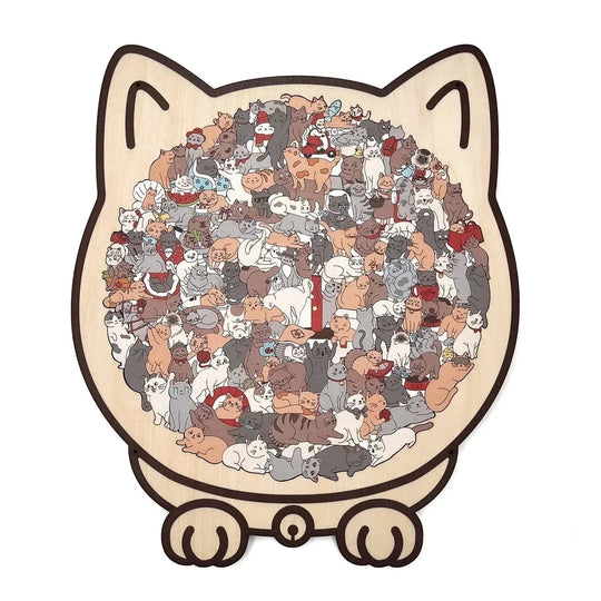 🎁Christmas Sale 50% OFF🎅135-Piece Morandi-Colored Cat Shaped Wooden Jigsaw Puzzle