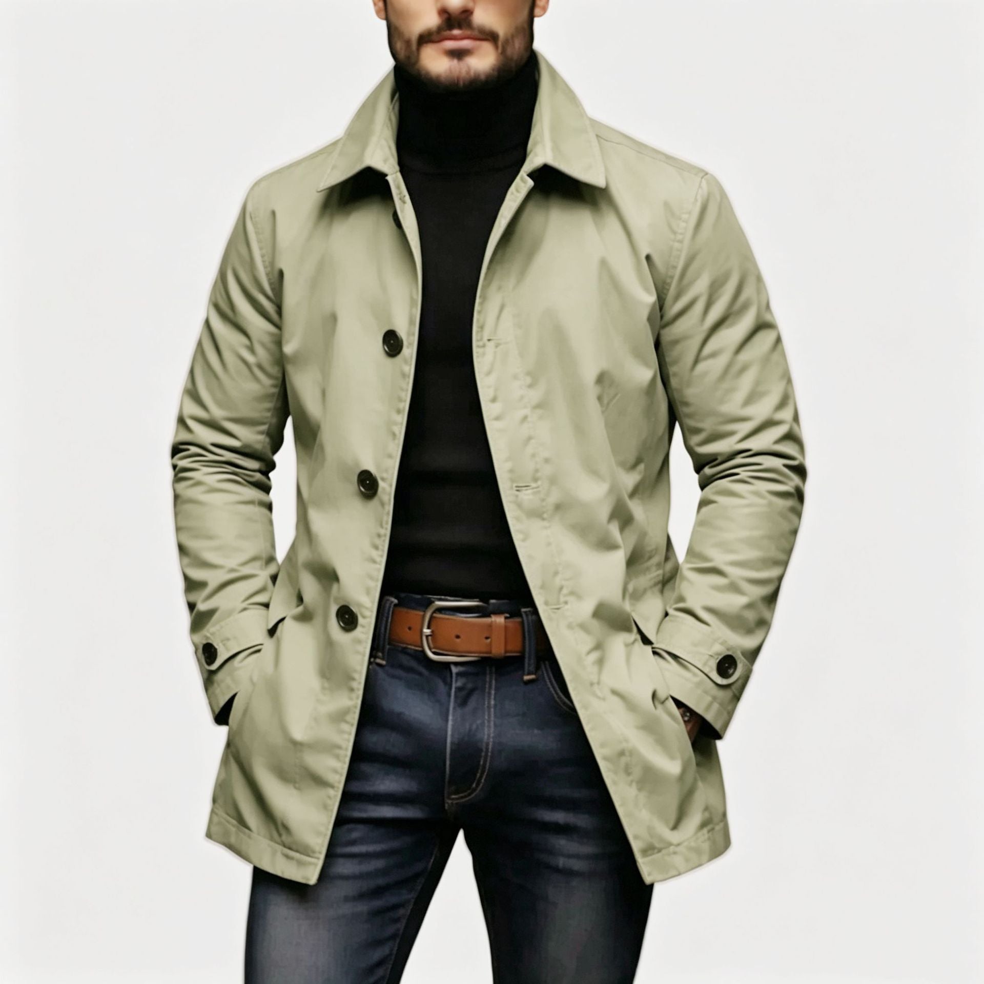 💕Free Shipping✈️Men's Waterproof Mid-Length Trench Coat