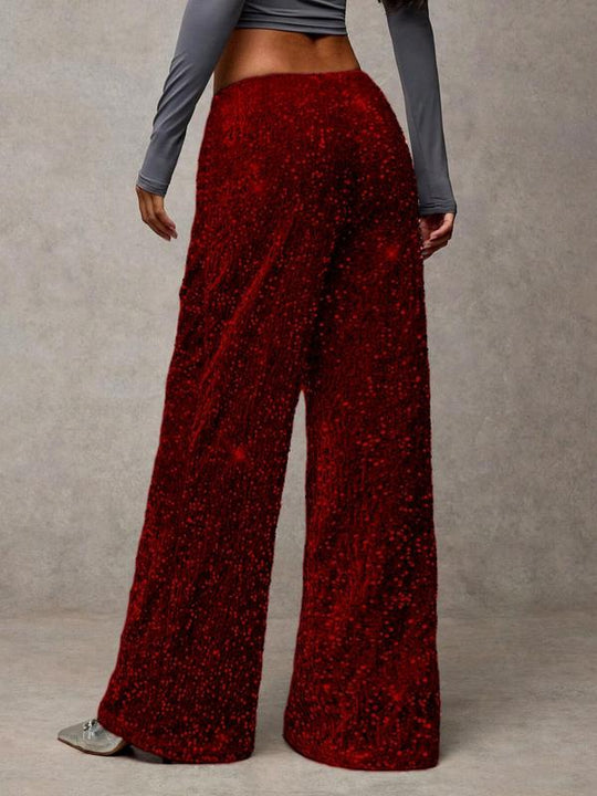 🛍️🍂LAST DAY SALE 70% OFF👍✨Women's Glitter Fashion Adjustable Drawstring Slimming Elastic Waist Straight-Leg Pants