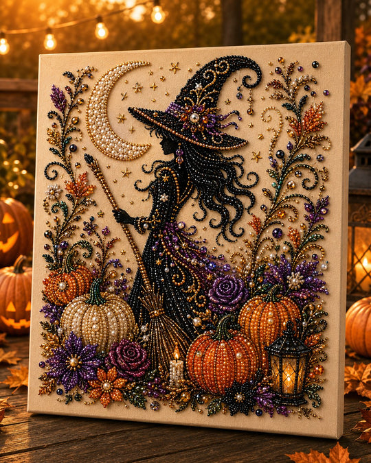 Last Day 49% OFF Halloween Pearl Painting Kit – 5D DIY Beaded Art Craft Set with Full Tools  | Spooky Pumpkin, Witch & Black Cat Design  | Festive Wall Decor & Unique Gift for Adults & Teens