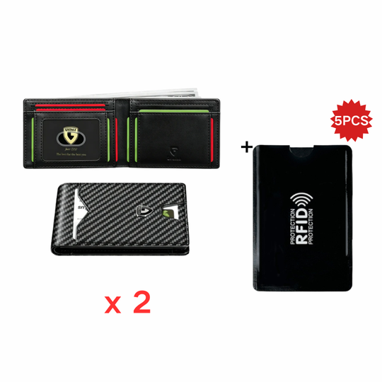 Limited-Time Discount!!RFID-Blocking Leather and Carbon Fiber Credit Card Holder