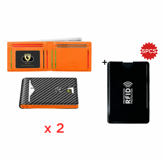 Limited-Time Discount!!RFID-Blocking Leather and Carbon Fiber Credit Card Holder