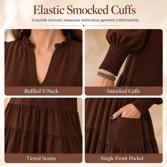 Women's V-Neck Tiered Ruffle Mini Dress