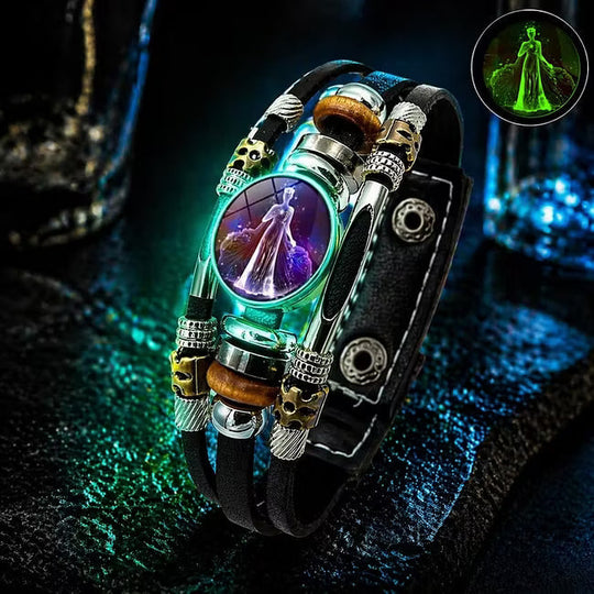 💥Last-Day Sale 50% OFF☪️Glow-in-the-Dark Leather Zodiac Sign Bracelet For Men and Women
