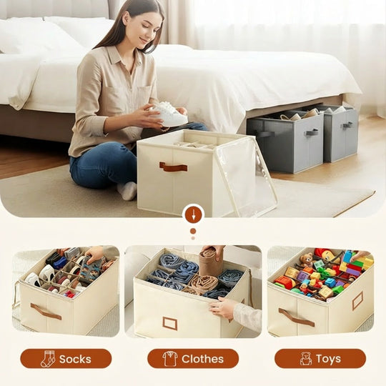 🏆LIMITED TIME 50% OFF! 🔥Fabric Shoe Organizer Storage Box – Foldable, Large Capacity, Dustproof & Breathable for Closet & Bedroom