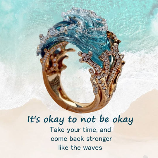 🌊Elegant Blue Necklace Ring Earrings Set