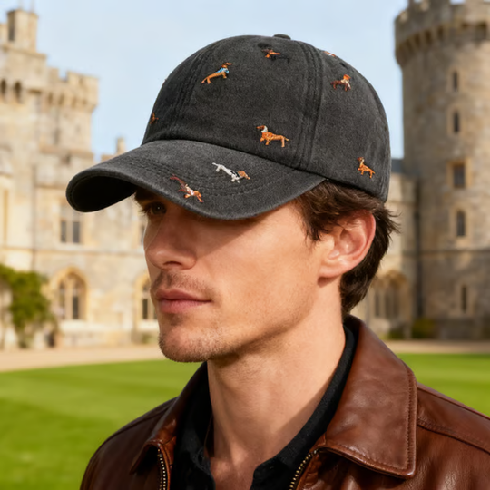 Retro Washed Cotton "Dachshund" Cap – Minimalist Multi-Embroidery Dad Hat