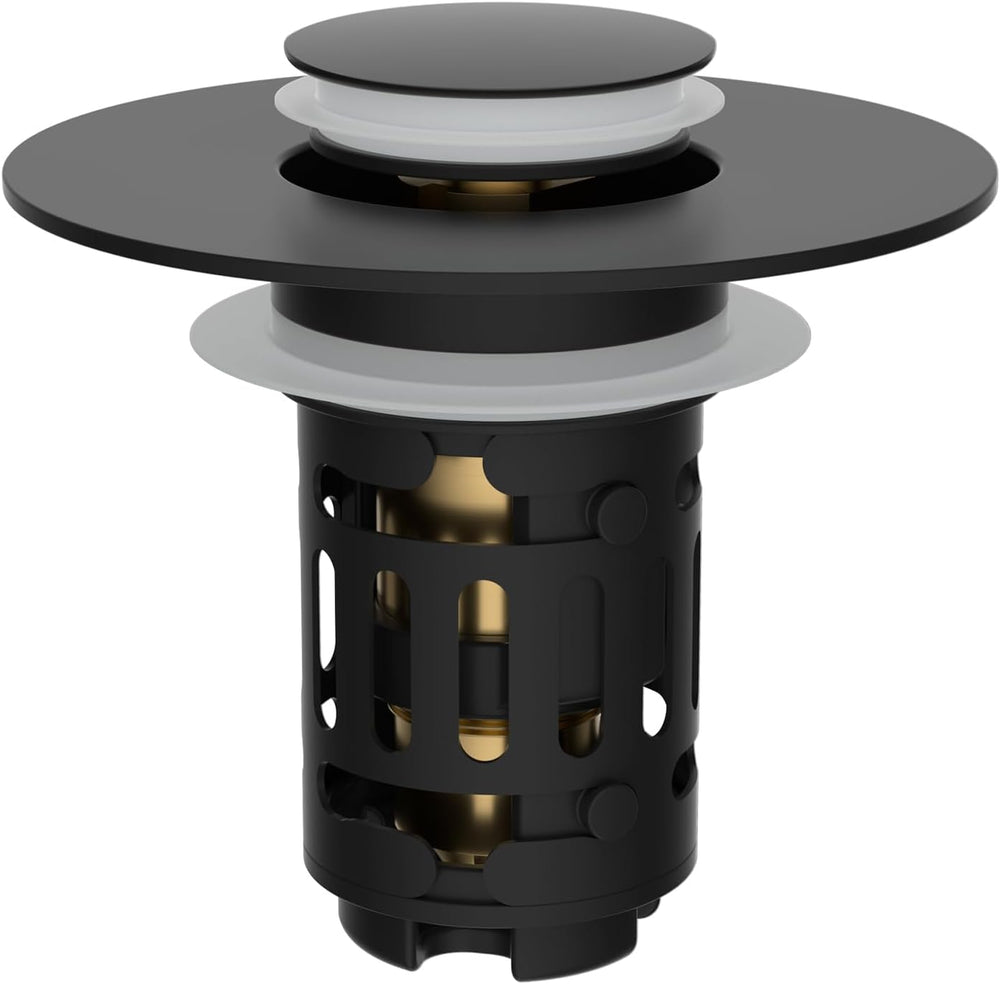 Hibbent Upgraded 3-in-1 Sink Drain Filter, Universal Pop-Up Stopper, Removable Stainless Steel Basket-Shaped Hair Catcher