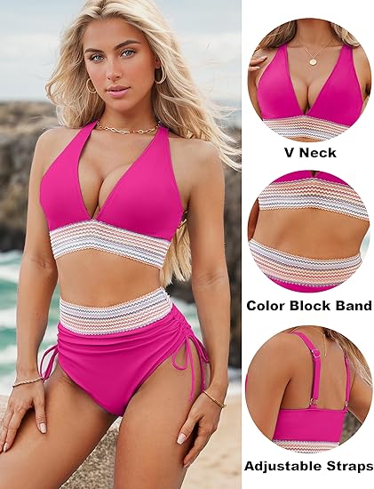Last Day Promotion 60% OFF 🏆2026 High Waisted Tummy Control Color Block Bikini Sets