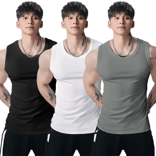 Men's  Wide Strap Ribbed Tank Top
