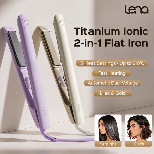 LENA Professional Flat Iron Hair Straightener Titanium Fast Heating Curler & Straightener 2 in 1