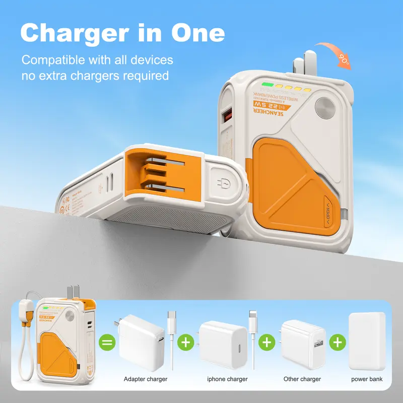 Magnetic Power Bank with Built-In Cable