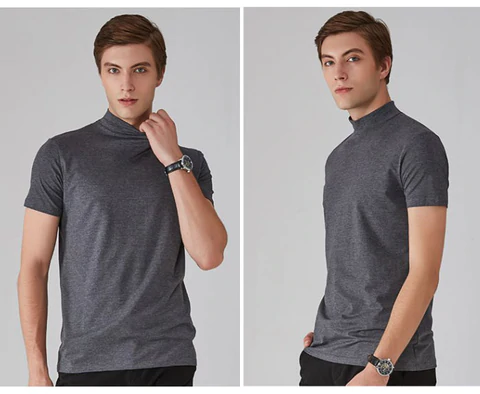 💞50K+ SOLD!🏆LIMITED TIME £9.99!🎁High Neck Slim Fit T-Shirt – Soft cotton blend, gentle on skin! Perfect layering piece for chilly days. Easy-care, no ironing needed. Smart enough for pub, comfy enough for home