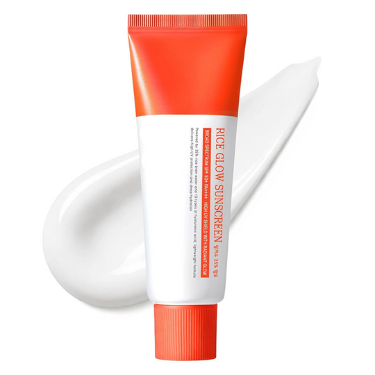 Rice Glow Sunscreen, SPF50+ Broad Spectrum Korean Sunscreen for Face, Dewy Finish No White Cast, Glass Skin Hydrating SPF Moisturizer with Rice Water & Hyaluronic Acid, 50ml / 1.69 fl. oz.