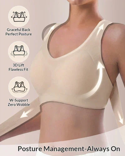 Cross Back Front Closure Wireless Posture Support Bra– All-Day Comfort, Breathable & Summer-Ready