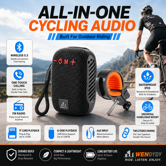 ‍♂ Waterproof Bike Bluetooth Speaker – IPX5, TWS stereo, hands‑free calls. Secure mount, 70m range. Ride with beats!