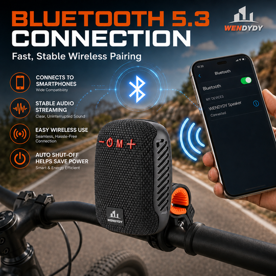 ‍♂ Waterproof Bike Bluetooth Speaker – IPX5, TWS stereo, hands‑free calls. Secure mount, 70m range. Ride with beats!