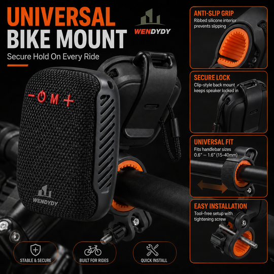 ‍♂ Waterproof Bike Bluetooth Speaker – IPX5, TWS stereo, hands‑free calls. Secure mount, 70m range. Ride with beats!