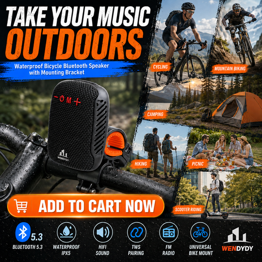 ‍♂ Waterproof Bike Bluetooth Speaker – IPX5, TWS stereo, hands‑free calls. Secure mount, 70m range. Ride with beats!