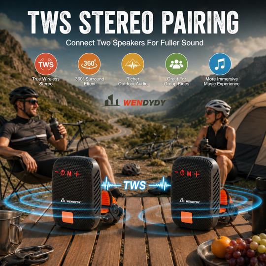 ‍♂ Waterproof Bike Bluetooth Speaker – IPX5, TWS stereo, hands‑free calls. Secure mount, 70m range. Ride with beats!