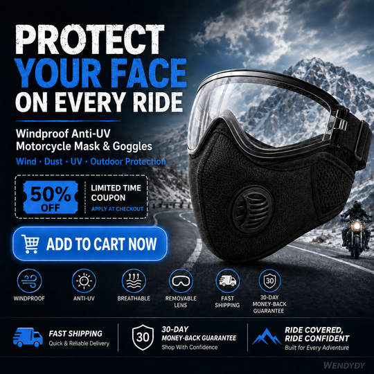 📢📢50% OFF !! ⏰Windproof Anti-UV Motorcycle Mask & Goggles