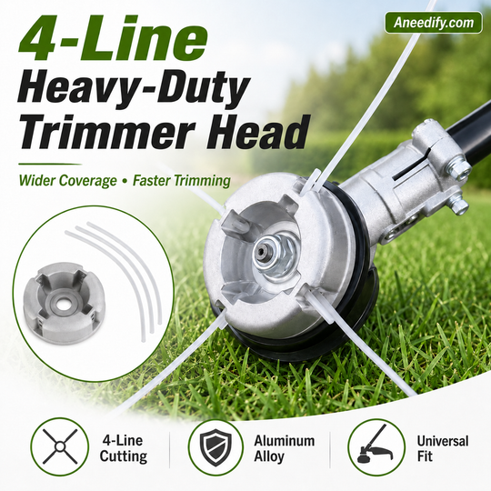 50% OFF NOW!  Aluminum Trimmer Head – 4-Line Cutting & Universal Fit – Heavy-Duty & Easy Line Replacement