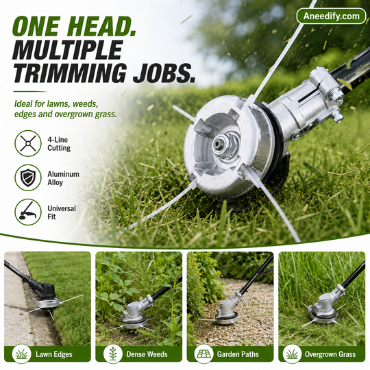 50% OFF NOW!  Aluminum Trimmer Head – 4-Line Cutting & Universal Fit – Heavy-Duty & Easy Line Replacement