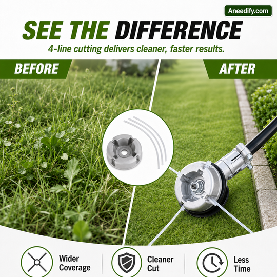50% OFF NOW!  Aluminum Trimmer Head – 4-Line Cutting & Universal Fit – Heavy-Duty & Easy Line Replacement