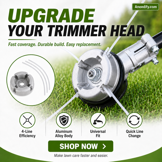 50% OFF NOW!  Aluminum Trimmer Head – 4-Line Cutting & Universal Fit – Heavy-Duty & Easy Line Replacement
