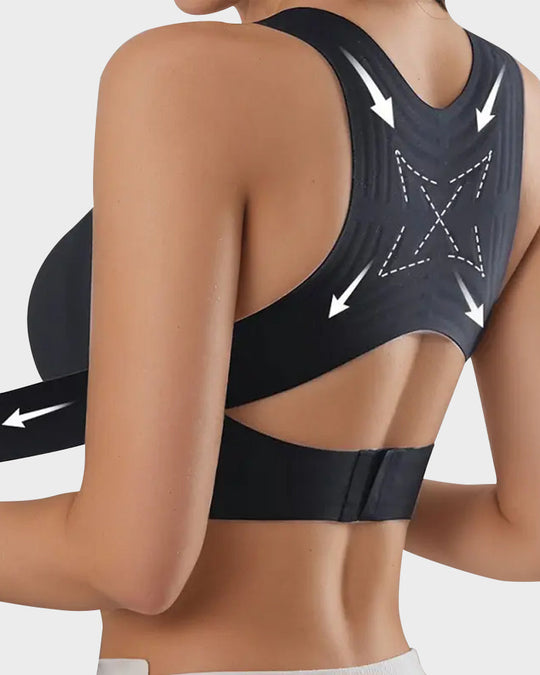 Cross Back Front Closure Wireless Posture Support Bra– All-Day Comfort, Breathable & Summer-Ready