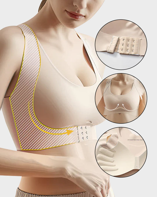 Cross Back Front Closure Wireless Posture Support Bra– All-Day Comfort, Breathable & Summer-Ready