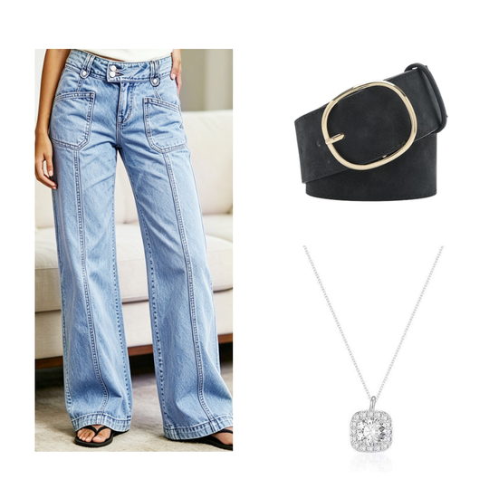 💖 Latest Design | Women's High-Rise Wide-Leg Jeans with Statement Pockets