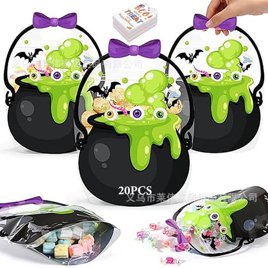 🥳2026 BESTSELLER🥳 Halloween Treat Bags – Pumpkin Design, Resealable Zipper – Easy Carry Handle – 10-Pack – Ideal for Trick-or-Treat & Parties! 🛡️💨