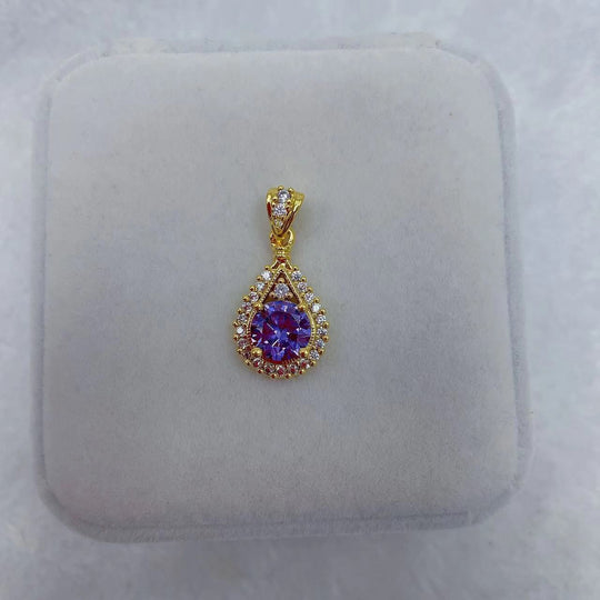 Purple crystal drop pendant necklace