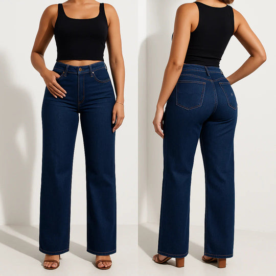【6 Lengths】Magic ONESO Mid-low Rise BBL Jeans Stretchy Wide Leg Tummy Control Distressed Baggy Denim Pants Plus Size Regular Size