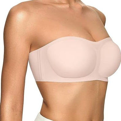 💞Womens Strapless Bras Push Up Bandeau Bra Non Slip Wireless Supportive Padded Bras Seamless Comfortable Tube Jelly Bra