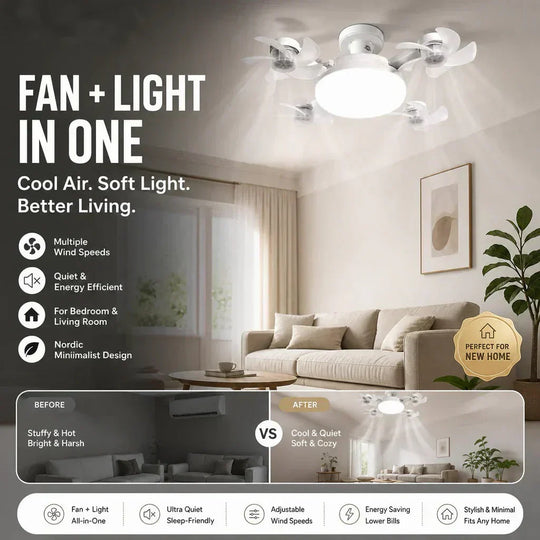🌀30% OFF NOW! 💡Ceiling Fan with E27 Socket – Silent 2-in-1 LED Fan with Remote Control – Cool & Light in One 🏠