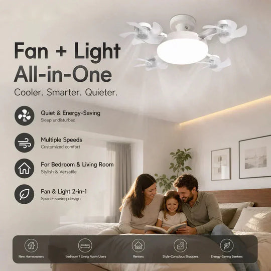 🌀30% OFF NOW! 💡Ceiling Fan with E27 Socket – Silent 2-in-1 LED Fan with Remote Control – Cool & Light in One 🏠