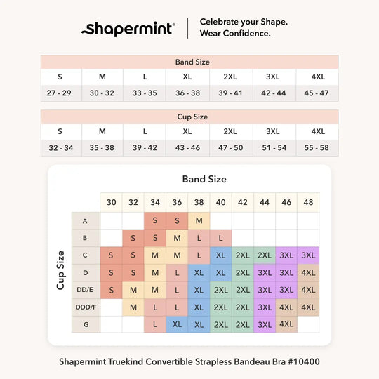 Shapermint Truekind Convertible Strapless Bandeau Bra with Wireless Comfort, Anti-Slip Grip & Removable Straps