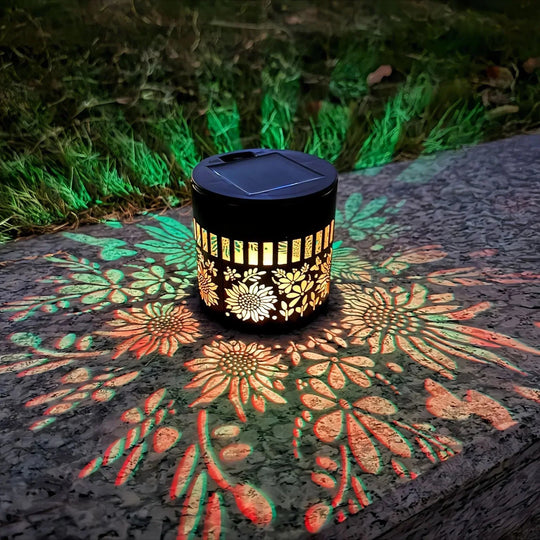 Solar Mandala Wall Light Outdoor Garden Fence Projector Lamp Patio Ambient Decor