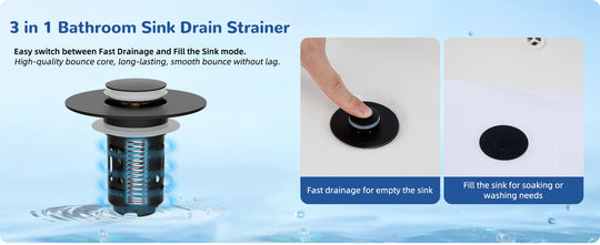 Hibbent Upgraded 3-in-1 Sink Drain Filter, Universal Pop-Up Stopper, Removable Stainless Steel Basket-Shaped Hair Catcher