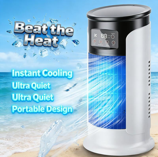 New Evaporative Air Conditioner - Compact USB Desk Fan, 300ml Tank Personal Cooler, Adjustable Speed Settings, Timer, Quiet, Portable Design Bedside | Small Room Cooling Fan For Home Travel Outd