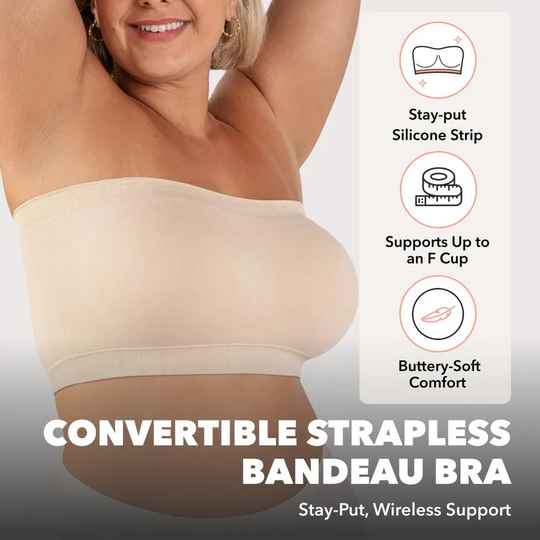 🎁Last Day-50% OFF🤩🔥Convertible Strapless Bandeau Bra with Wireless Comfort, Anti-Slip Grip & Removable Straps
