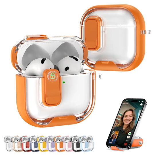 Shockproof Case for AirPods Pro 3 Case (2026) Pro 2 AirPods 4 with Phone Stand & Cleaner Kit, Cute Soft Silicone Cover Case with Keychain for Women Men